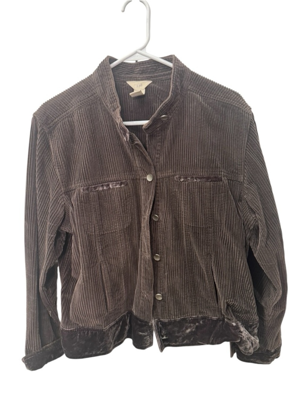 J. Jill brown corduroy jacket with velvet trim size LP